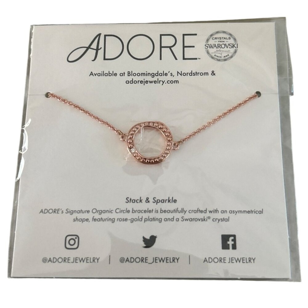 Adore Rose Gold-Plated Swarovski Crystal Organic Circle Bracelet Adjustable